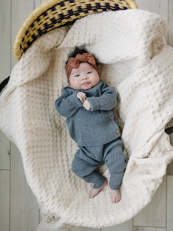 Charcoal ribbed knit layette