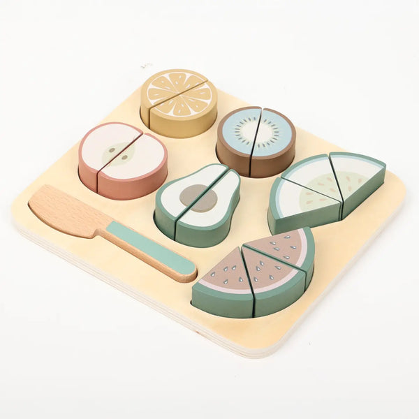 Puzzle De Découpe De Fruits En Bois - Ensemble De Nourriture De Jeu En Velcro
