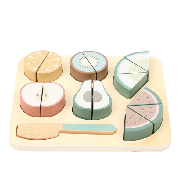 Puzzle De Découpe De Fruits En Bois - Ensemble De Nourriture De Jeu En Velcro