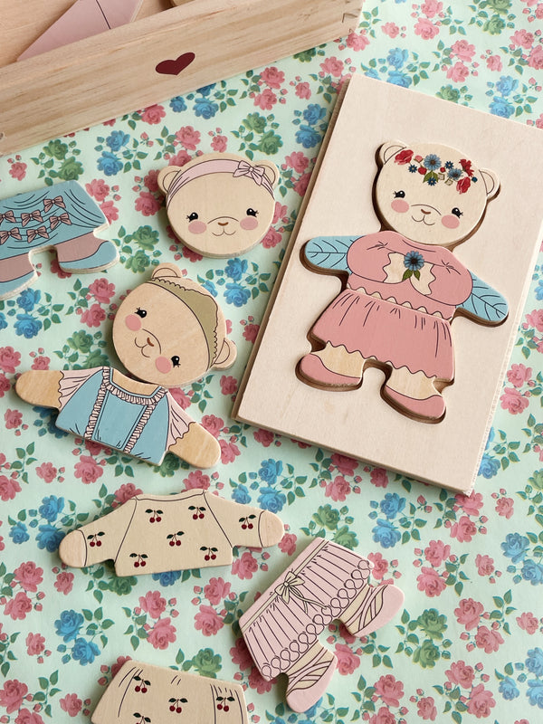 Wooden teddy dress up animal