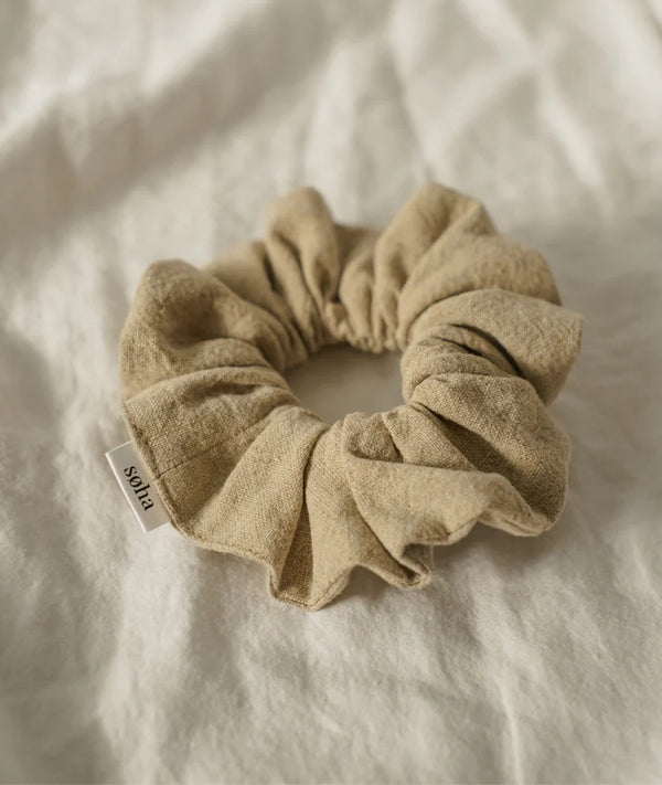 Women scrunchie - Ocre linen