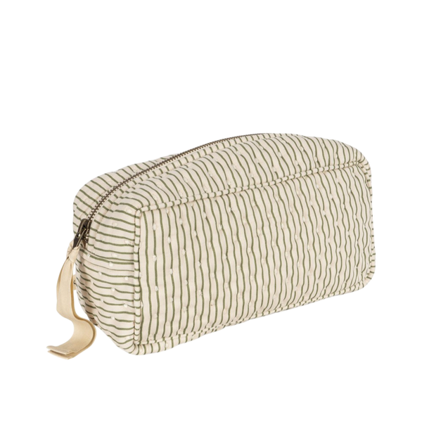 Small quilted toiletry bag - Tea stripe