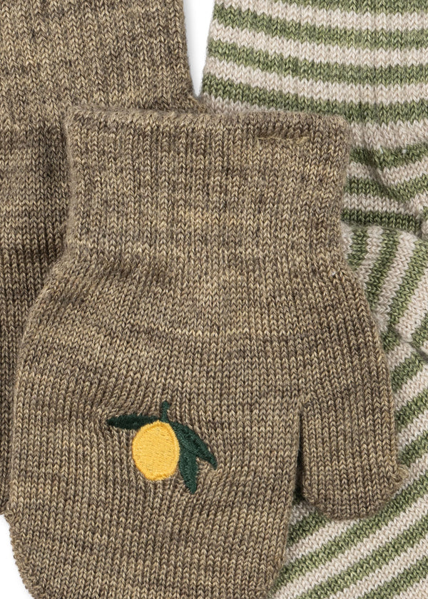 Ensemble de 2 paires de mitaines - Citron/Tea stripe