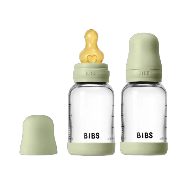 Biberon en verre avec tétine latex - 120ml - Paquet de 2 - Sage
