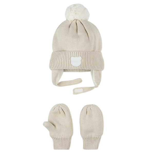 Light Taupe Winter Hat and Mitts