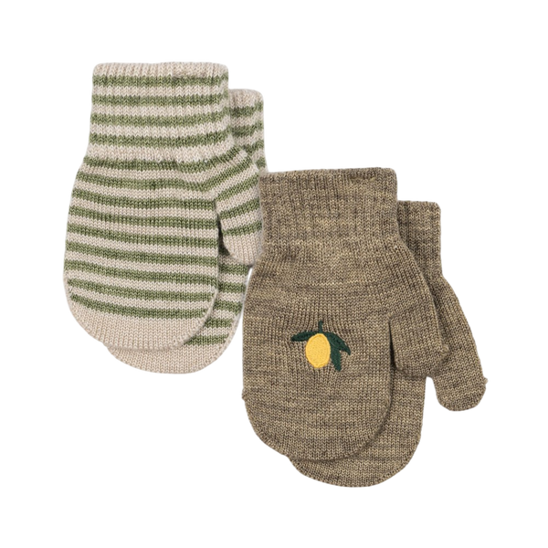 Ensemble de 2 paires de mitaines - Citron/Tea stripe