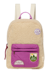 Ecru/Purple Teddy Midi Backpack