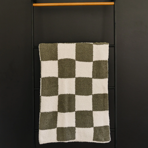Green checkered plush blanket (2 sizes)