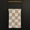 Taupe checkered plush blanket (2 sizes)