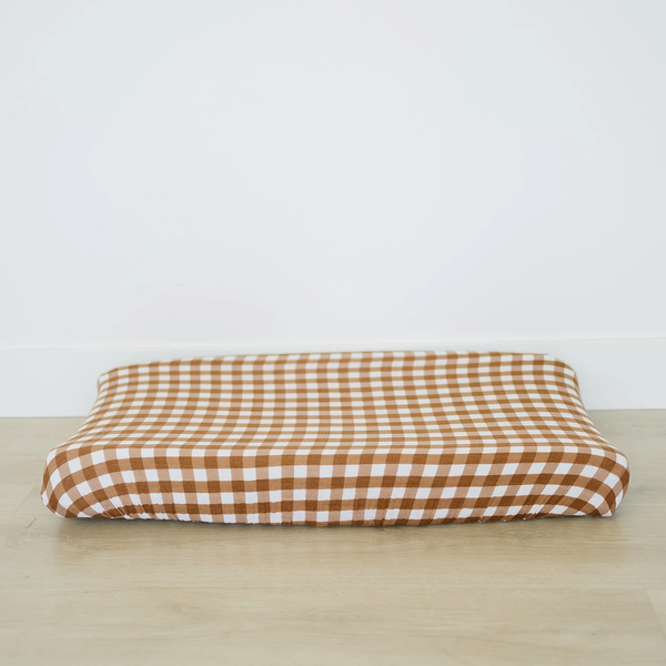 Gingham changing pad cover