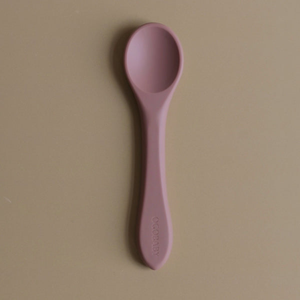 Ensemble de bol à succion et cuillère en silicone - Old pink
