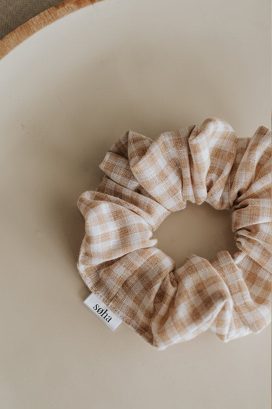 Women linen scrunchie - Gingham